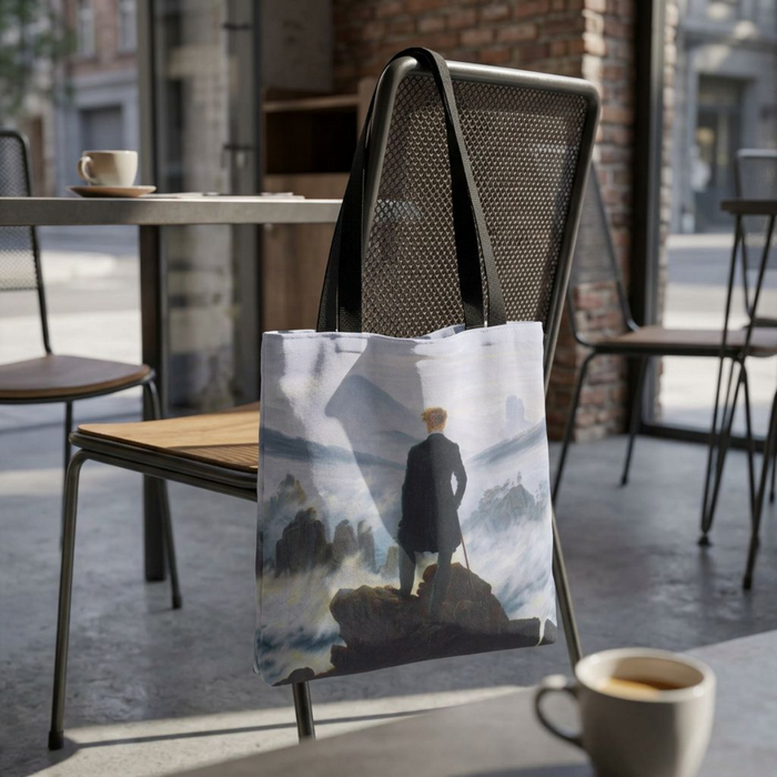 Wanderer Above the Sea Mist Tote Bag – Classic Dark Academia Art Tote Printify