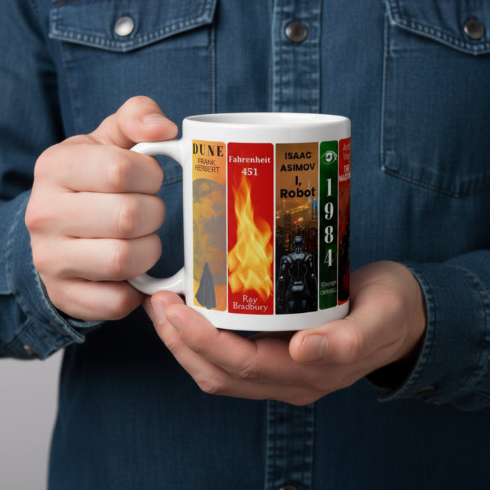 Science Fiction and Fantasy Bookshelf Mug