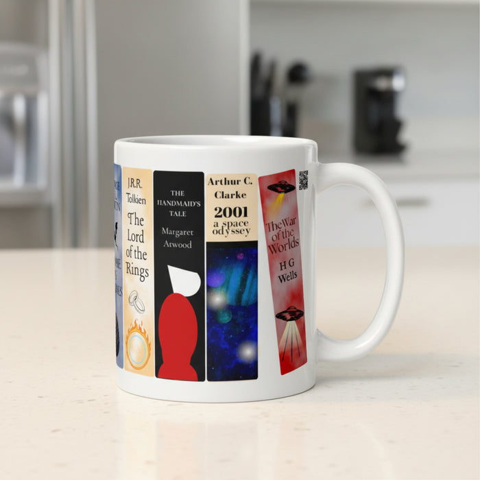 Science Fiction and Fantasy Bookshelf Mug