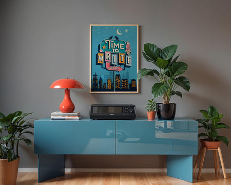 TIME TO WRITE Retro Poster | Colorful Writer Wall Art | Vintage Style Writing Print | Motivational  | Fast Printing and Free Shipping