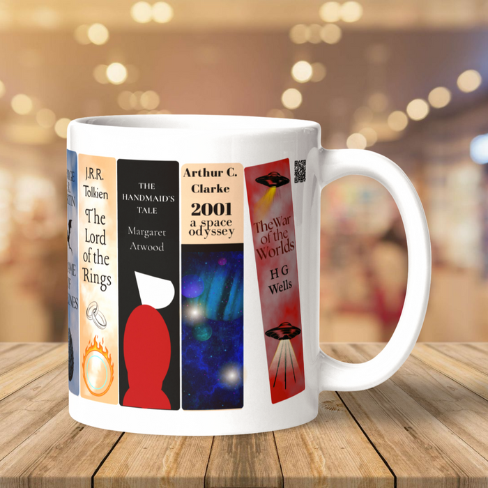 Science Fiction and Fantasy Bookshelf Mug
