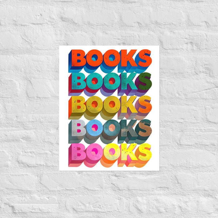Vibrant BOOKS Typography Poster | Reader Gift | Book Lover Gift | Book Nook Wall Art | Bookish Gifts