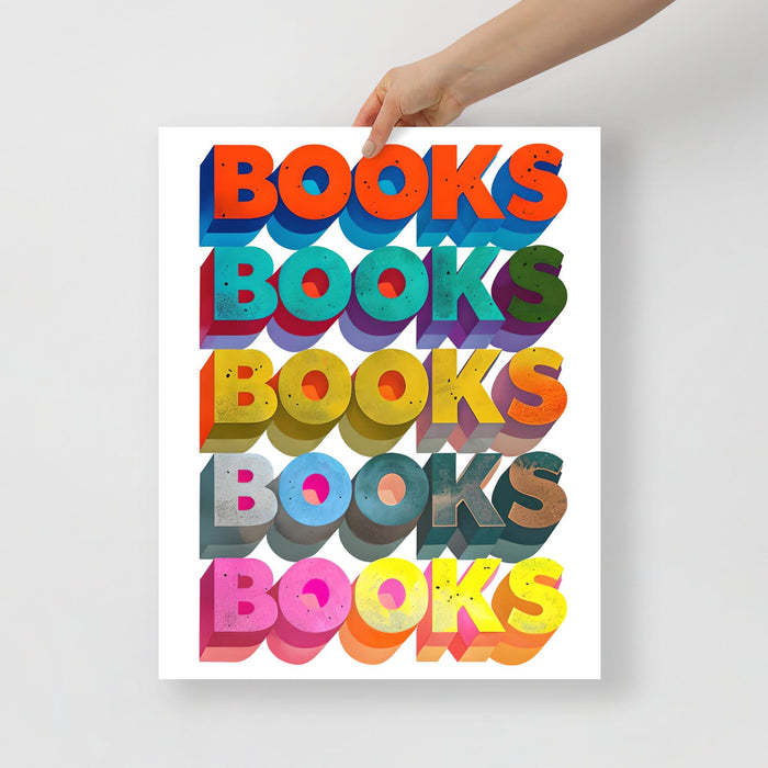 Vibrant BOOKS Typography Poster | Reader Gift | Book Lover Gift | Book Nook Wall Art | Bookish Gifts