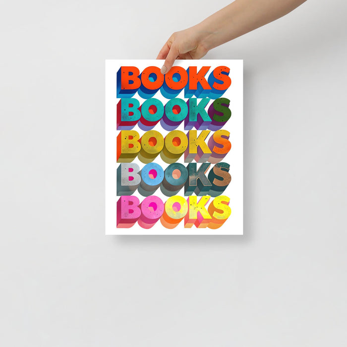Vibrant BOOKS Typography Poster | Reader Gift | Book Lover Gift | Book Nook Wall Art | Bookish Gifts