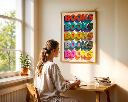 Vibrant BOOKS Typography Poster | Reader Gift | Book Lover Gift | Book Nook Wall Art | Bookish Gifts