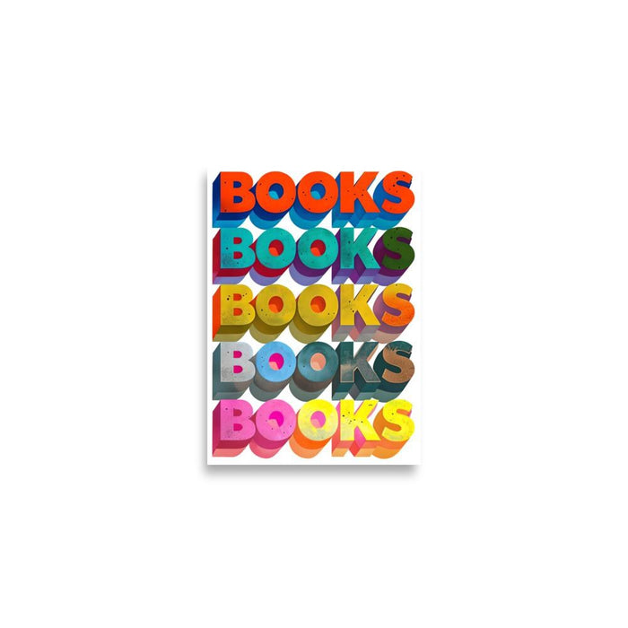 Vibrant BOOKS Typography Poster | Reader Gift | Book Lover Gift | Book Nook Wall Art | Bookish Gifts