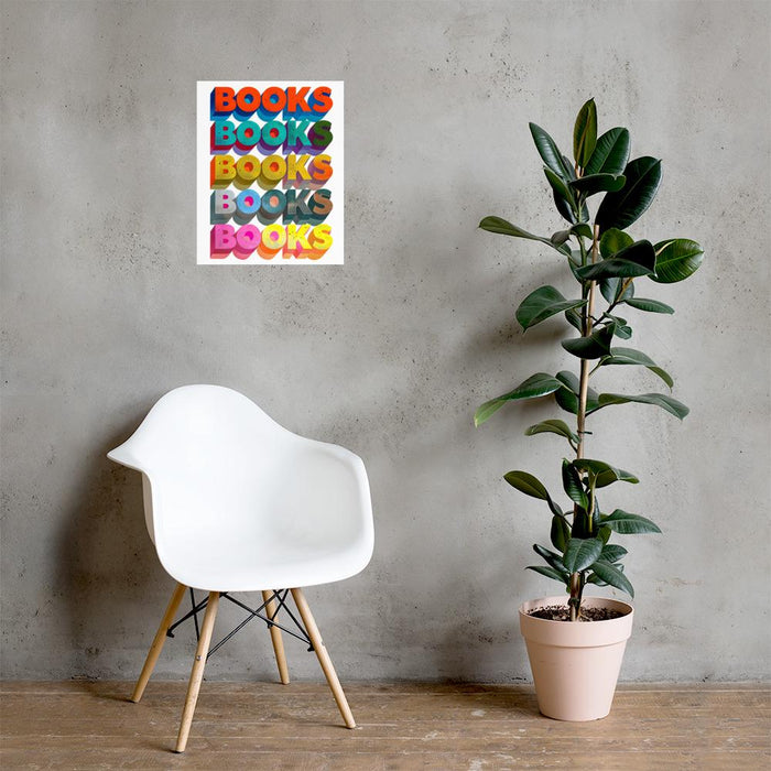Vibrant BOOKS Typography Poster | Reader Gift | Book Lover Gift | Book Nook Wall Art | Bookish Gifts