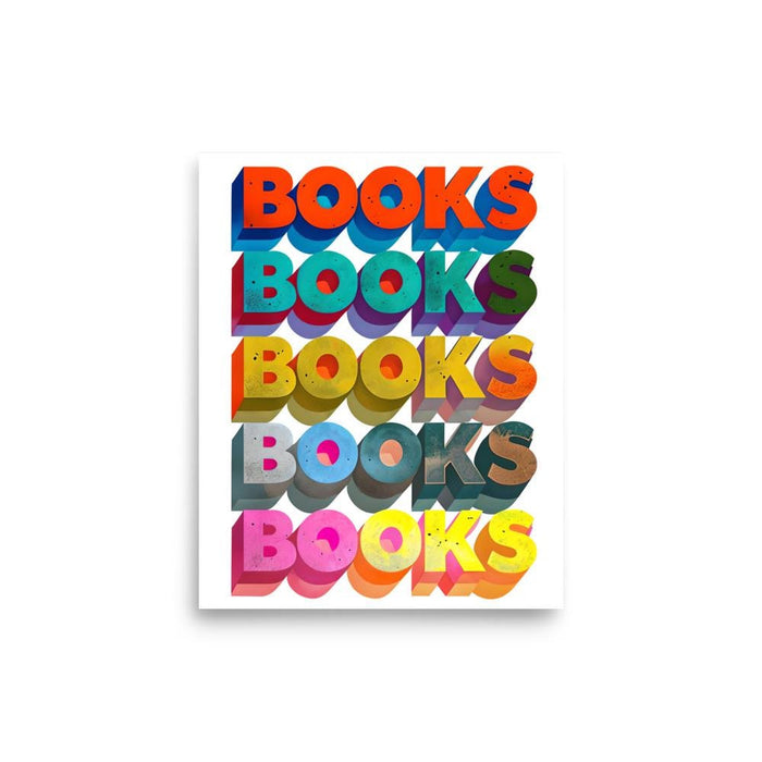 Vibrant BOOKS Typography Poster | Reader Gift | Book Lover Gift | Book Nook Wall Art | Bookish Gifts