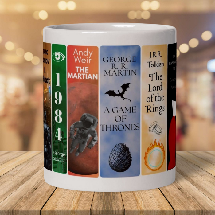 Science Fiction and Fantasy Bookshelf Mug