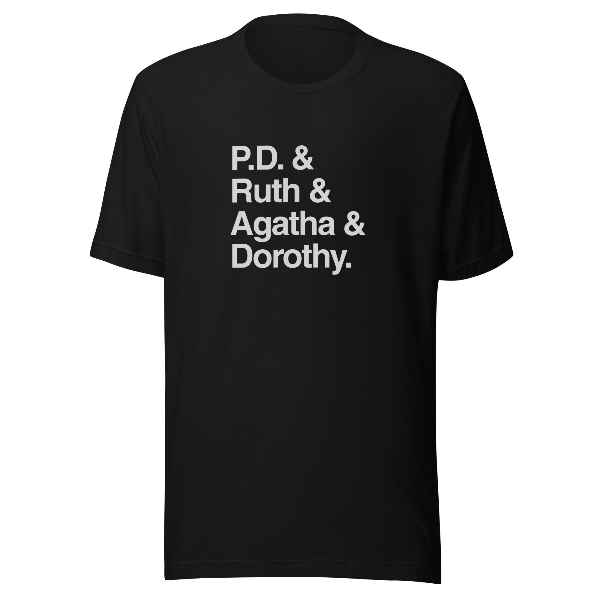 Crime Writers Tee Shirt | Mystery Fiction Icons TShirt | P.D. James, Ruth Rendell, Agatha Christie, Dorothy Sayers, Mystery Gift
