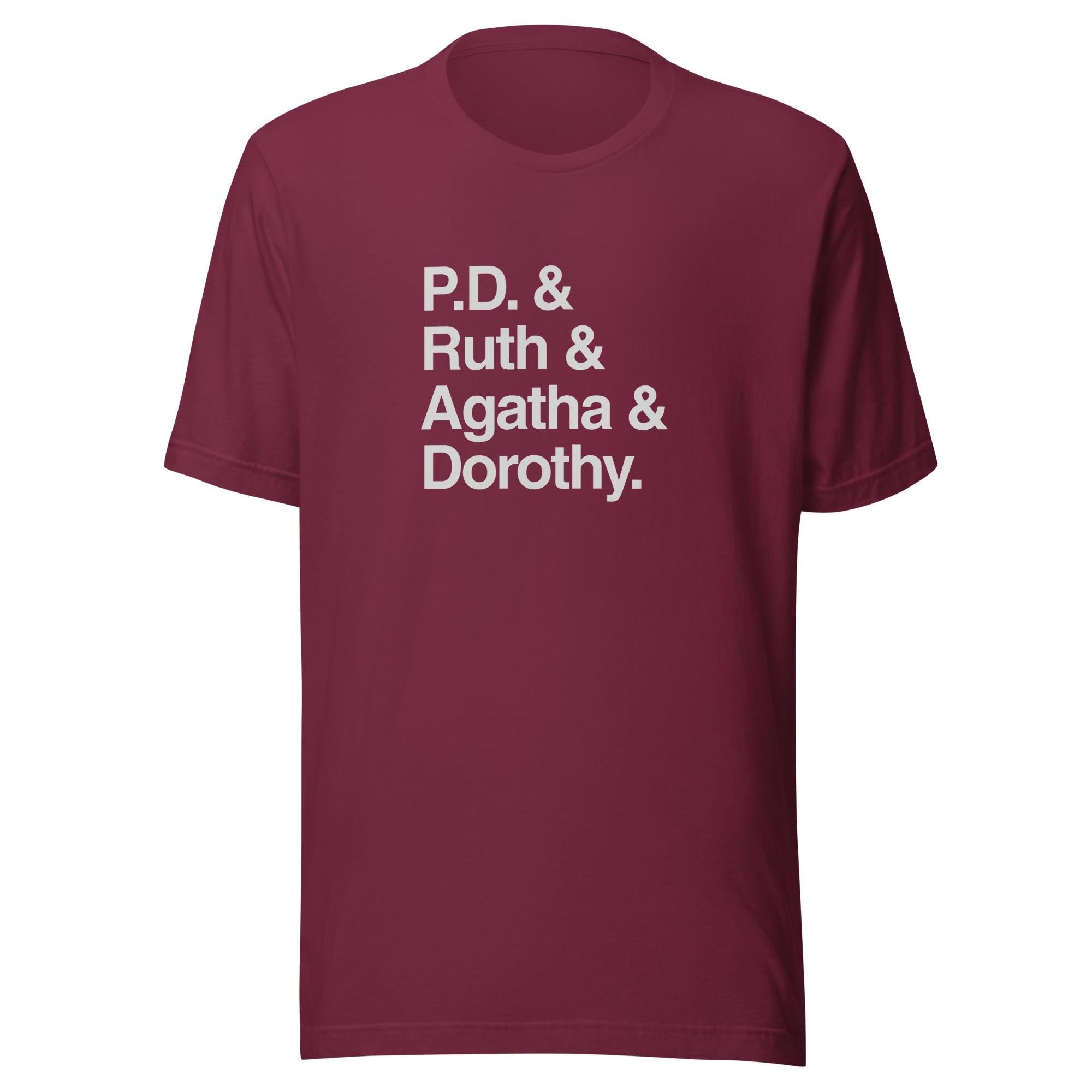Crime Writers Tee Shirt | Mystery Fiction Icons TShirt | P.D. James, Ruth Rendell, Agatha Christie, Dorothy Sayers, Mystery Gift