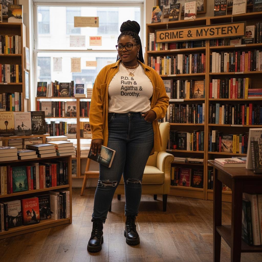 Crime Writers Tee Shirt | Mystery Fiction Icons TShirt | P.D. James, Ruth Rendell, Agatha Christie, Dorothy Sayers, Mystery Gift