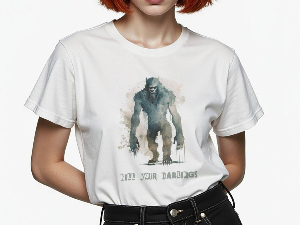 Kill Your Darlings Shirt Wolfman (metaphorical ... or not) Writing Tee, Gothic Bella + Canvas 3001 for Authors, Screenwriters & Readers
