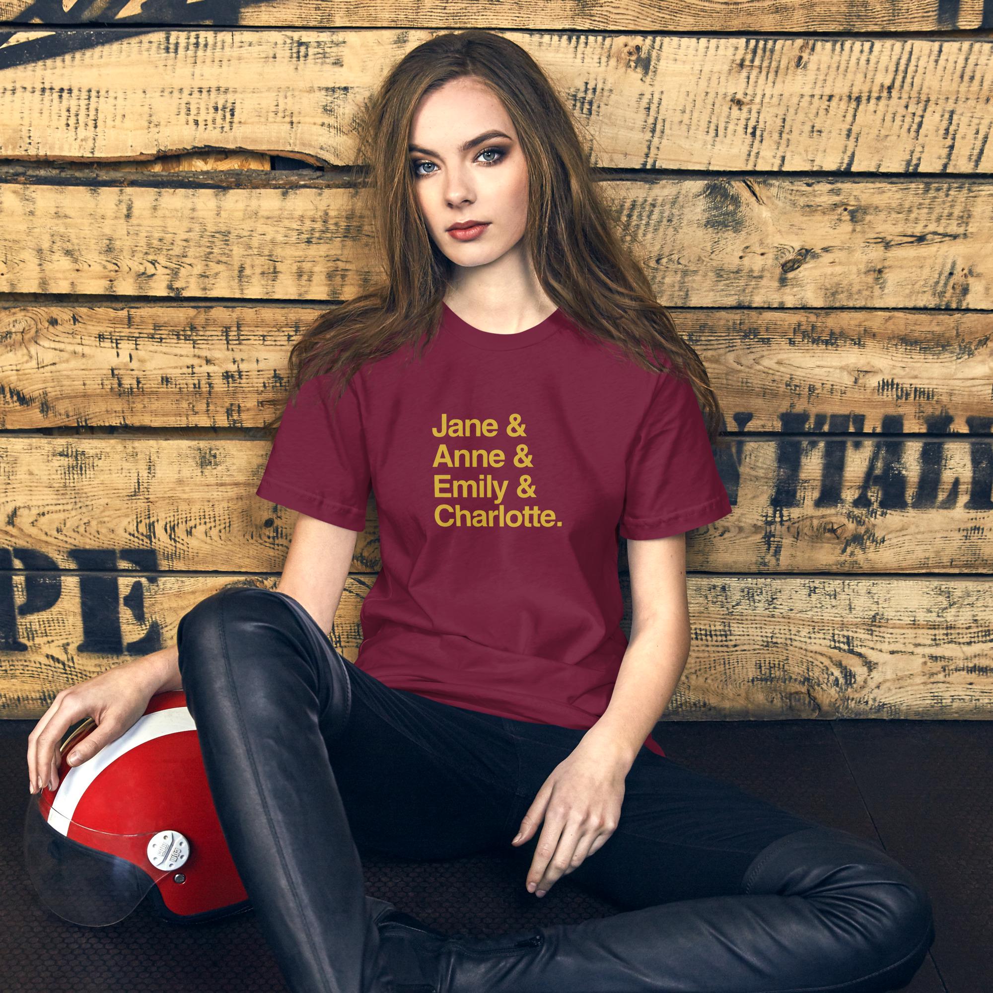 Emily and Charlotte and Anne and Jane Classic Literature T-Shirt, Brontë Sisters & Jane Austen Book Lover Tee Shirt