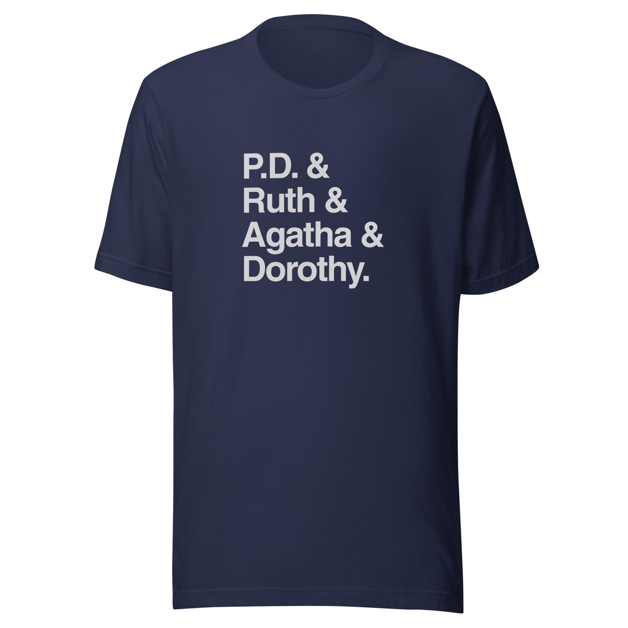 Crime Writers Tee Shirt | Mystery Fiction Icons TShirt | P.D. James, Ruth Rendell, Agatha Christie, Dorothy Sayers, Mystery Gift