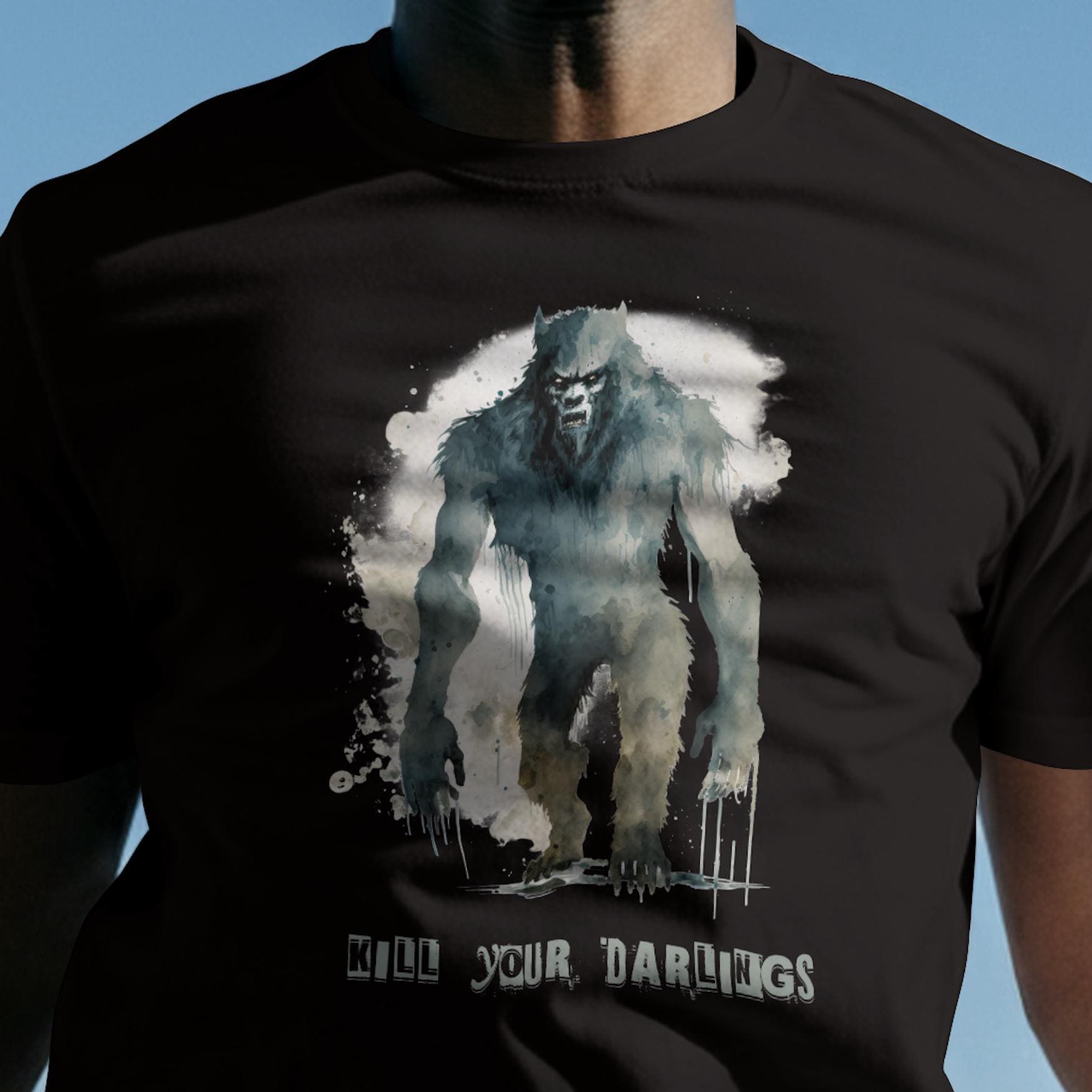 Kill Your Darlings Shirt Wolfman (metaphorical ... or not) Writing Tee, Gothic Bella + Canvas 3001 for Authors, Screenwriters & Readers