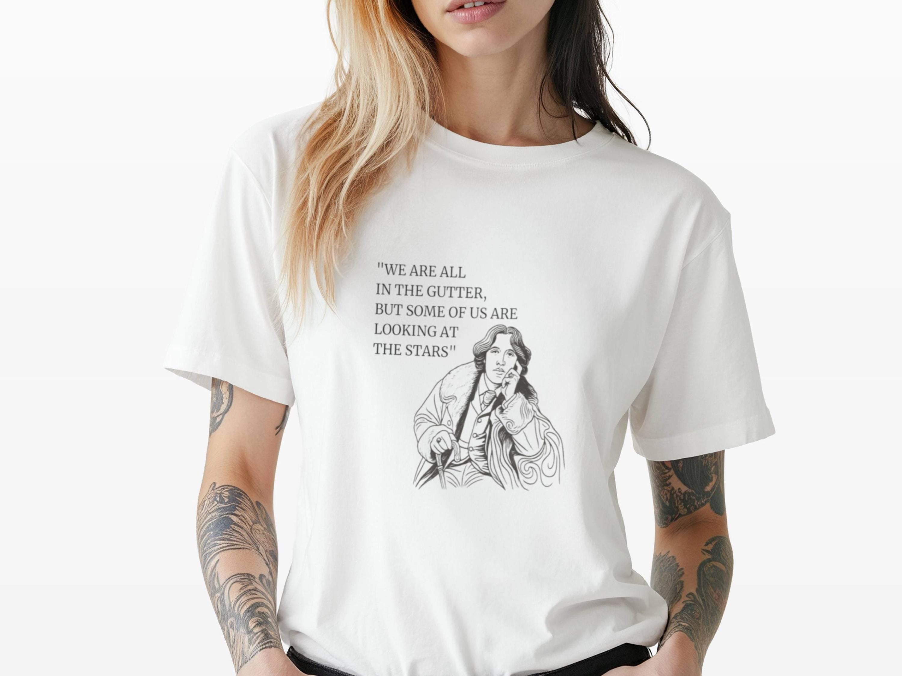 Oscar Wilde Shirt “We Are All in the Gutter” Quote Bella + Canvas 3001 Unisex Literary T-Shirt, Classic Literature Gift for Book Lovers