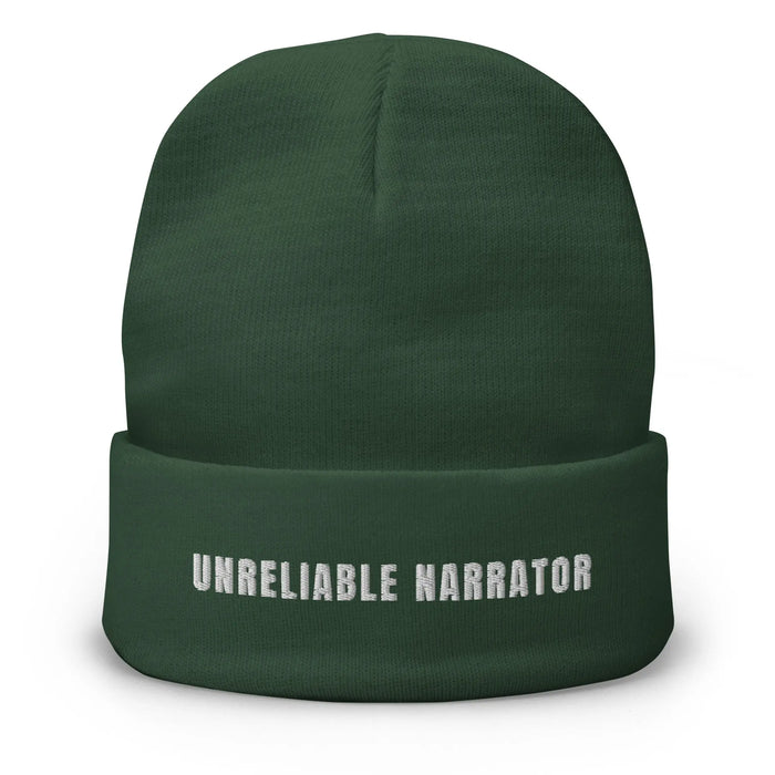 Green UNRELAIBLE NARRATOR beanie prouct shot