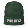 Dark Green Plot Twist Beanie Mock Up