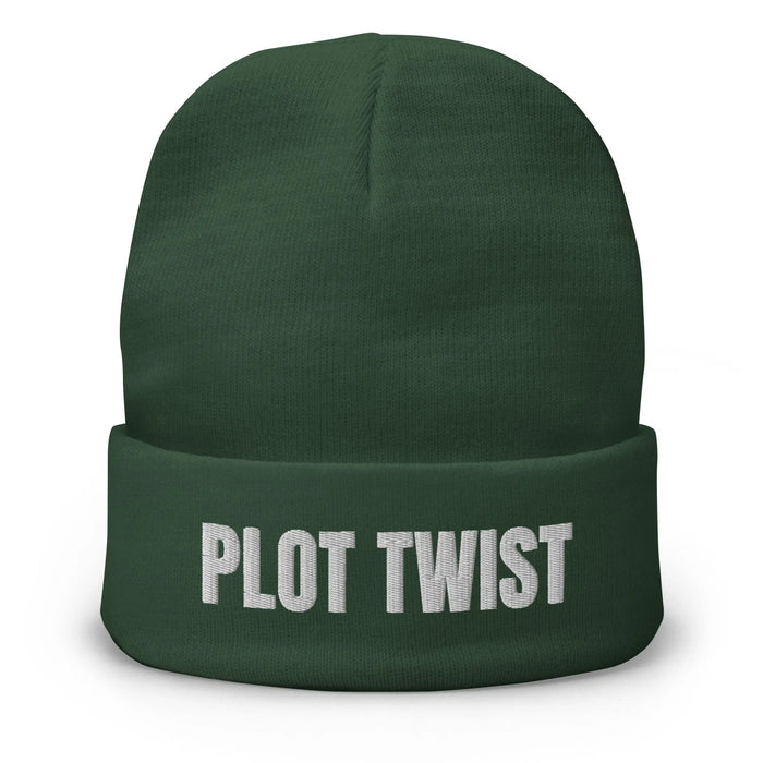 Dark Green Plot Twist Beanie Mock Up