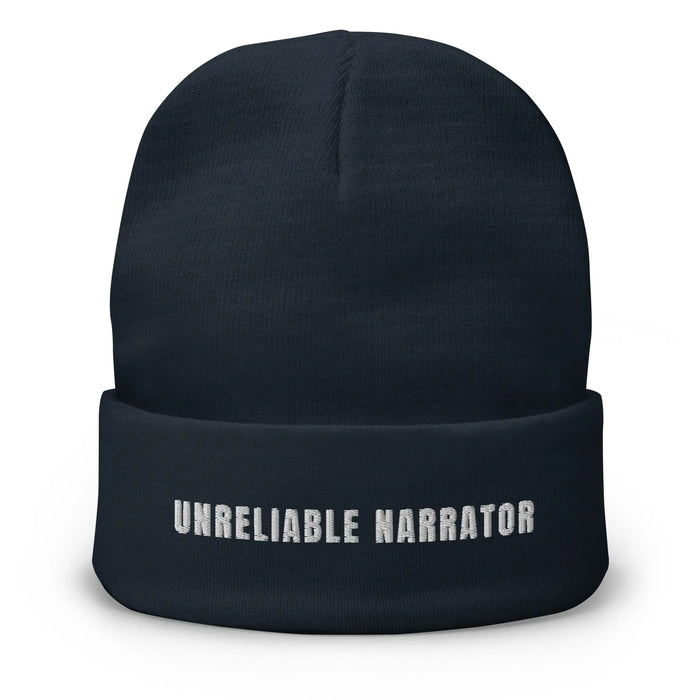 Navy UNRELAIBLE NARRATOR beanie prouct shot