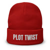 Red Plot Twist Beanie Mock Up
