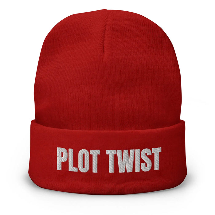 Red Plot Twist Beanie Mock Up