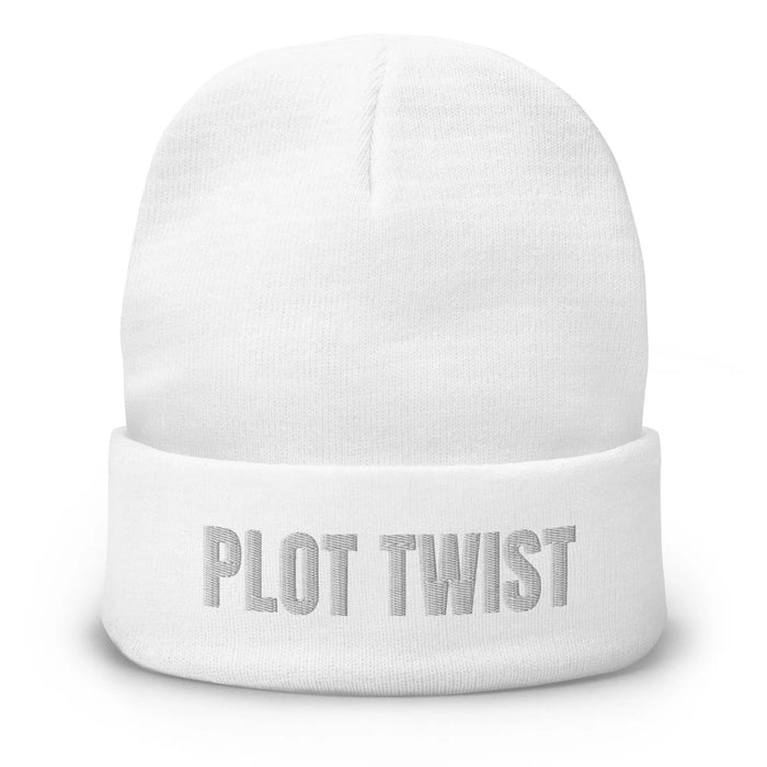 White Plot Twist Beanie Mock Up